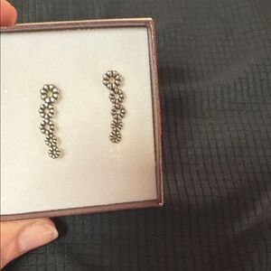 Silver Floral Ear Climber  Earrings